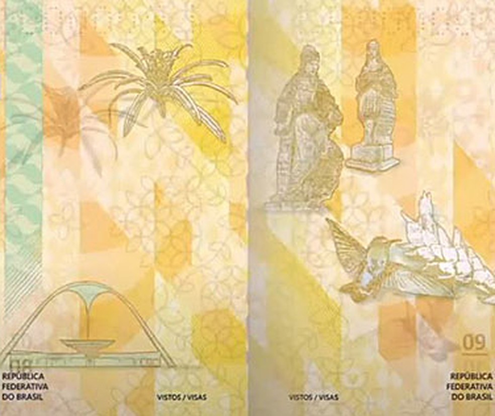 Imagens do novo passaporte brasileiro, com imagens que representam as regi&amp;otilde;es do pa&amp;iacute;s &amp;mdash; Foto: Reprodu&amp;ccedil;&amp;atilde;o