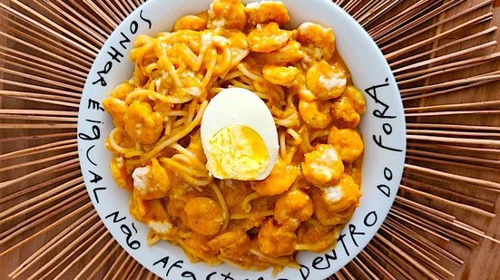 Imagem Macarronada de camarão, novidade da Mary 