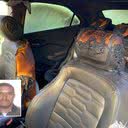 Carro foi incendiado por suspeitos - Alan Garcia/TV Pajuçara