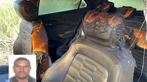 Carro foi incendiado por suspeitos - Alan Garcia/TV Pajuçara