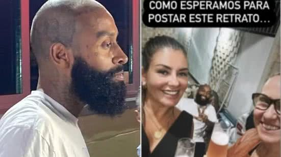 Nego Di ao deixar a prisão e em postagem das advogadas Tatiana Vizzotto Borsa e Camila Kersch Rodrigues pouco depois - Foto: Reprodução/Redes Sociais