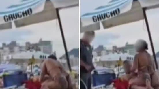 PM interrompe 'esfrega esfrega' de casal em areia de praia - Reprodução / Redes sociais