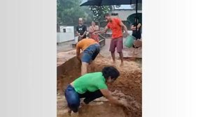 Ana Gabryele e os primos precisaram enterrar a avó com as mãos, em Miranorte — Foto: Acervo Pessoal - G1 Tocantins