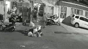 Imagens de uma câmera de segurança flagraram a tentativa de assassinato. - Cortesia ao TNH1