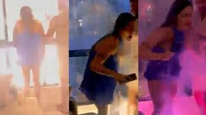 Momento em que turista foi atingida dentro do apartamento por fagulha dos fogos - Foto: Reprodução