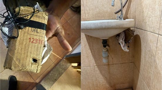 Funcionária encontra celular escondido com câmera ligada no banheiro de empresa, em Luziânia, Goiás - Foto: Polícia Civil/Divulgação