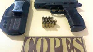 Durante abordagem, equipe apreendeu uma pistola e um automóvel - Foto: Ascom PM-AL