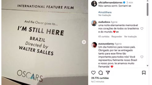 'Nós vamos sorrir', comemora Fernanda Torres após conquista de 'Ainda estou aqui' no Oscar — Foto: Reprodução/Instagram