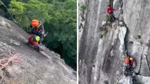 Alpinista despenca 20m, fica preso em pedra e é resgatado no ES - Reprodução