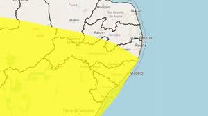 Inmet dispara alerta de chuvas intensas para todo estado de Alagoas - Reprodução / Inmet