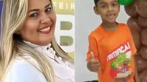 Jordélia Pereira (à esquerda) é suspeita de colocar veneno no ovo de Páscoa que o pequeno Luis Fernando (à direita) comeu na cidade de Imperatriz-MA - Montagem TNH1