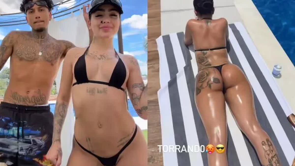 Após vídeos vazados, MC Mirella volta a esquentar a web e dança de fio  dental ao lado do marido; assista