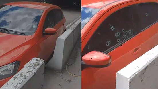 O veículo que o homem conduzia, um Pálio de cor vermelha, foi alvejado com ao menos 10 tiros - Foto: Reprodução