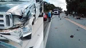 Acidente entre caminhão e motocicleta deixa homem e mulher feridos em Satuba - Reprodução / Redes sociais