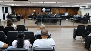 Júri do caso Marcelle Bulhões acontece no salão da 8ª Vara Criminal - Divulgação / MP-AL