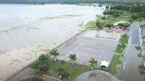 Imagem da Lagoa Manguaba, feita na manhã desta terça-feira, 20, no Pilar - Reprodução / TV Pajuçara