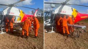 Homem e mulher feridos gravemente em acidente, em Satuba, são resgatados de helicóptero - Reprodução / DEA