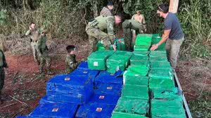 Imagem Policiais apreendem oito toneladas de maconha em mata no Paraná
