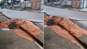 Moradores registram "erupção de lama" em avenida do Bom Parto - Reprodução / Redes sociais