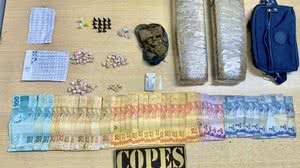 Militares apreenderam 1.566 gramas de maconha, 28 gramas de crack e 16 pinos de cocaína - Foto: Ascom SSP/AL