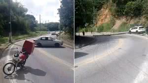 Imagens mostram que avenida ficou bloqueada e motoristas precisaram fazer o retorno - Reprodução / Redes sociais