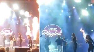 Backing vocal da banda Limão com Mel tem cabelo atingido por fogo - Reprodução / X