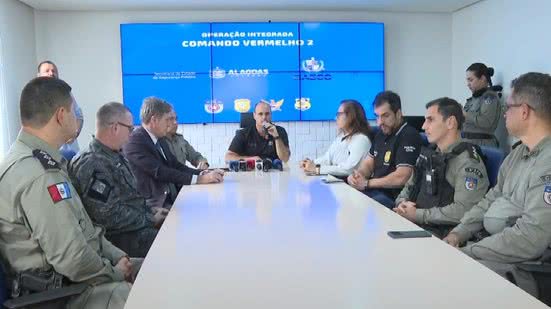 Coletiva de Secretaria de Segurança Pública sobre a operação 'Comando Vermelho 2' - Reprodução / TV Pajuçara