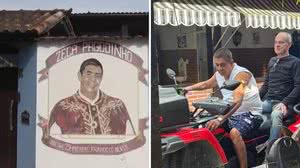 Entrada do sítio em Xerém e Zeca Pagodinho com o cantor Ney Matogrosso - Reprodução