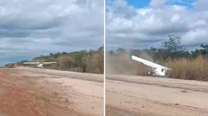 Ultraleve roda na pista durante pouso e bate em arbustos no CE - Reprodução