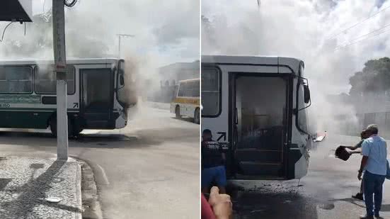 Ônibus pega fogo e mobiliza populares em Rio Largo - Reprodução / Redes sociais