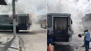 Ônibus pega fogo e mobiliza populares em Rio Largo - Reprodução / Redes sociais