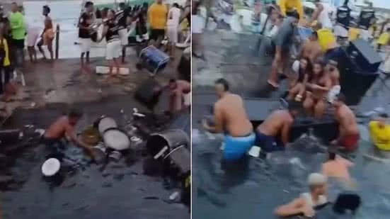 Balsa com instrumentos naufraga durante festa com banda de pagode em Salvador - Reprodução / Redes sociais
