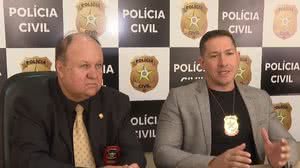 Delegado Marcos Porto (à esquerda) e o delegado Igor Diego falaram sobre o caso em entrevista coletiva - Reprodução / TV Pajuçara