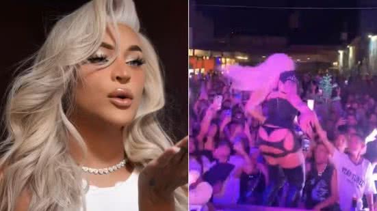 Imagem Pabllo Vittar cai no chão ao se jogar na plateia durante apresentação