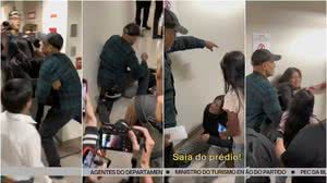 Imagem mostra imigrante equatoriana agredida por agente nos EUA - Reprodução / Globonews