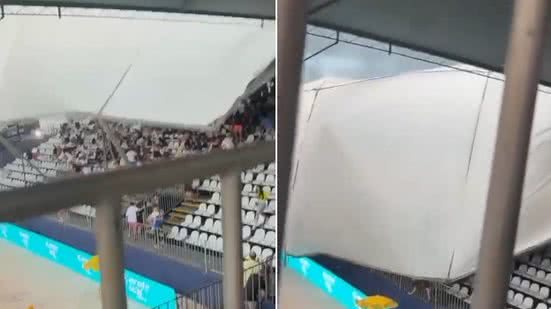 Cobertura de arquibancada cai e deixa 9 feridos em torneio de beach tennis - Reprodução / X