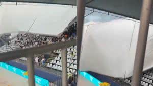 Cobertura de arquibancada cai e deixa 9 feridos em torneio de beach tennis - Reprodução / X