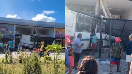 Ônibus perde o controle em saída de rodovia e invade galeria em Maragogi - Reprodução / Redes sociais