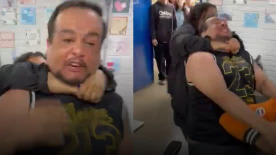 Pai que agrediu professor foi contido com "mata-leão" da própria filha - Reprodução / Redes sociais