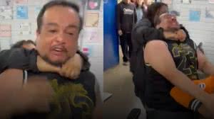 Pai que agrediu professor foi contido com "mata-leão" da própria filha - Reprodução / Redes sociais