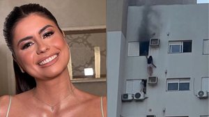 Juliane Vieira, de 28, ficou pendurada em um suporte de ar-condicionado para resgatar mãe e primo durante incêndio. - Foto: Reprodução