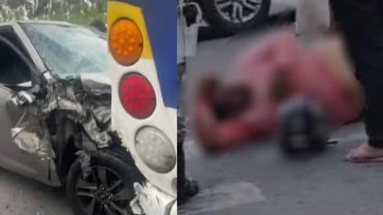 Imagem Motociclista fica ferido após frear em acidente envolvendo carro e ônibus na AL-101