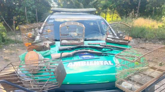 Militares do BPA flagraram caça ilegal e cativeiro de aves durante ação de fiscalização - Foto: Ascom PMAL