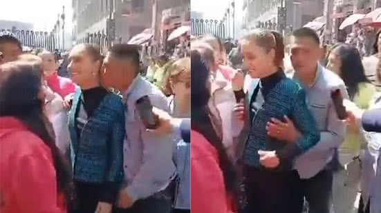 Presidente do México sofre assédio sexual em caminhada na rua na Cidade do México, no México, em 4 de novembro de 2025 - Reprodução / Redes sociais