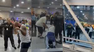 Homem precisou ser contido por policiais com spray de pimenta e uso de força no Aeroporto do Recife - Reprodução / Redes sociais