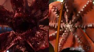 Demogorgon, da série Stranger Things, e o polvo-de-sete-braços, achado na Escócia - Imagem 1: Divulgação | Imagem 2: Eric Askilsrud