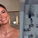 Juliane Vieira, de 28, ficou pendurada em um suporte de ar-condicionado para resgatar mãe e primo durante incêndio - Reprodução