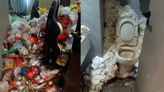 Morador de hotel há 2 anos deixa quarto tomado por lixo e papel higiênico - Reprodução / The Sun