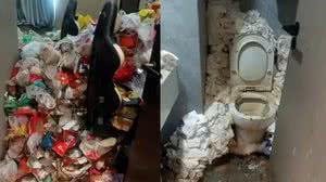 Morador de hotel há 2 anos deixa quarto tomado por lixo e papel higiênico - Reprodução / The Sun