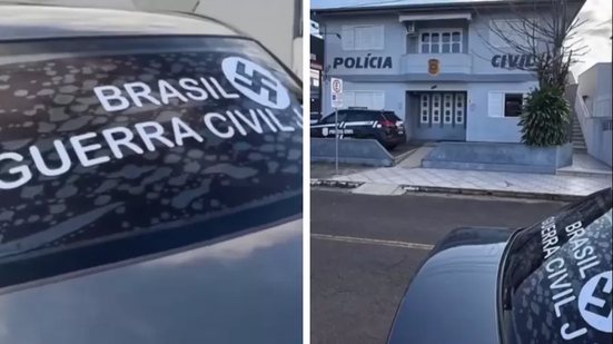 Homem é preso em SC após circular com adesivo de suástica nazista em carro - Reprodução / Redes sociais
